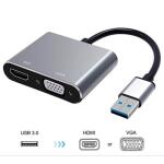 CÁP CHUYỂN USB 3.0 RA HDMI, VGA 17CM