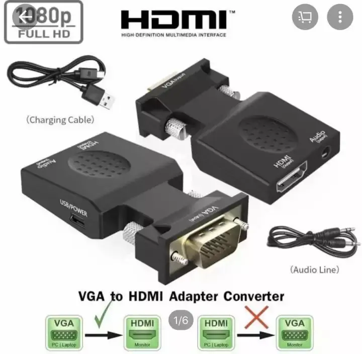 ĐẦU CHUYỂN VGA TO HDMI 6CM (VGA ĐỰC SANG HDMI CÁI, CÓ AUDIO, BOX)