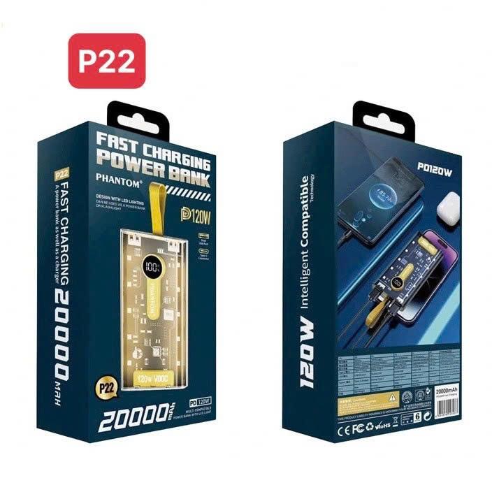 Pin dự phòng 20.000mah Phantom P22 120w