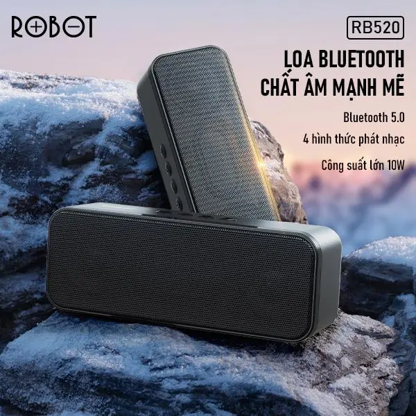 LOA BLUETOOTH ROBOT RB520 BLACK CHÍNH HÃNG (10W, V5.0, CÓ KHE THẺ NHỚ)