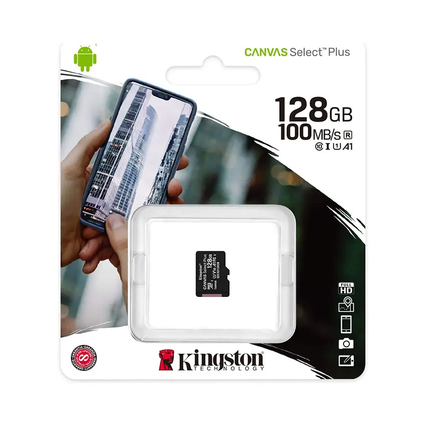 THẺ NHỚ MICROSD 128G KINGSTON CANVAS SELECT 100R BOX CLASS10 U1 100MB/S CHÍNH HÃNG FPT