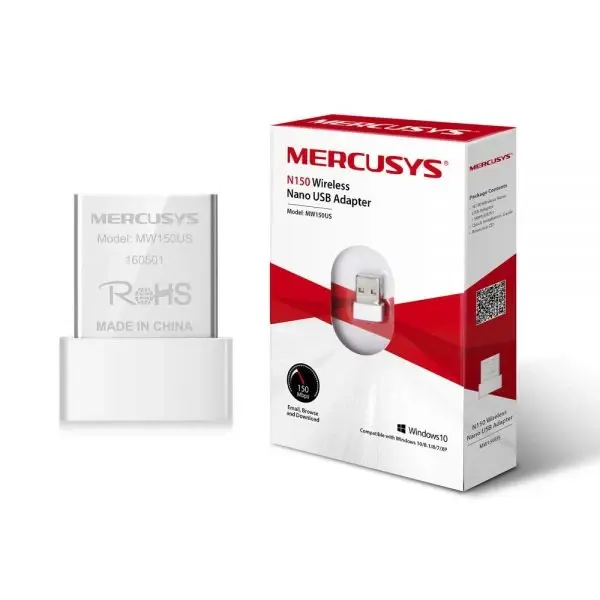 USB THU WIFI MERCUSYS MW150US NANO CHÍNH HÃNG (KO ANTEN, 150MBPS, WINDOWS)